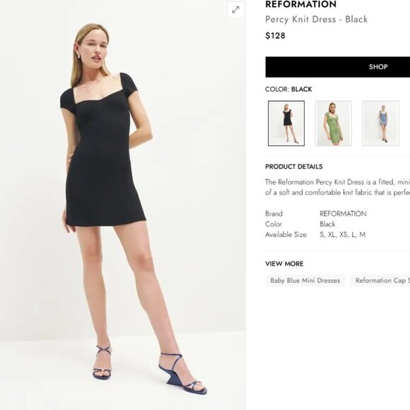 Reformation Percy Knit Dress Black - Size L - Picture 2 of 2